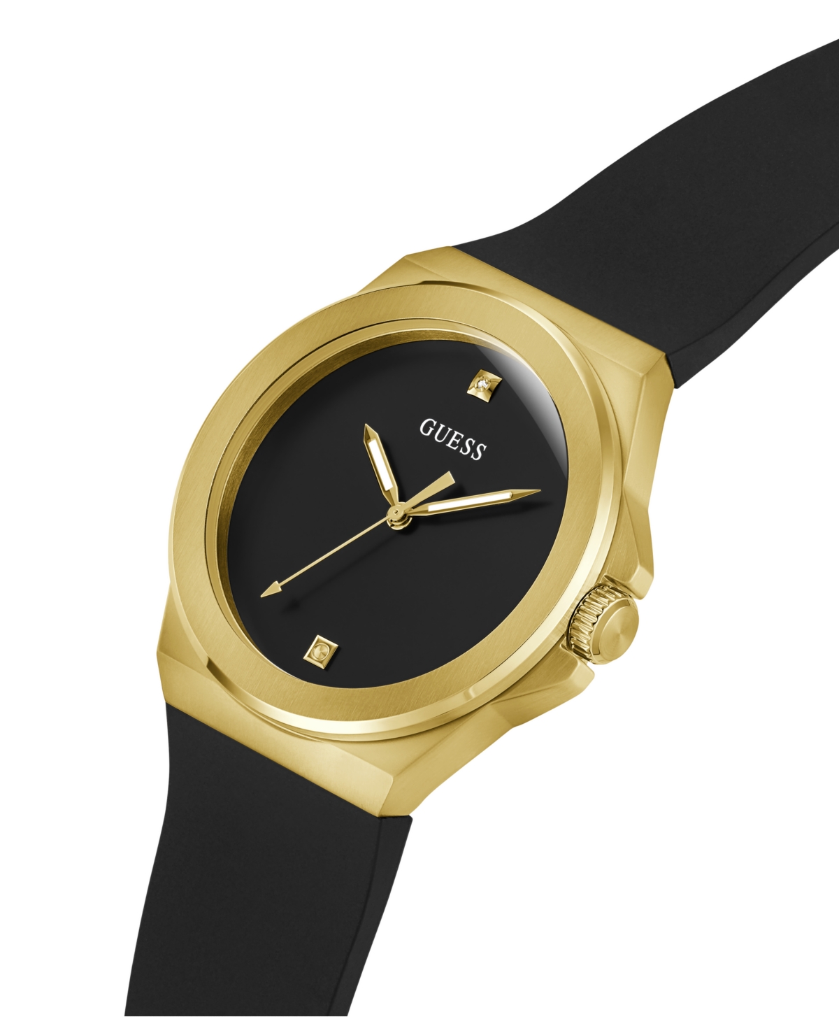 Guess Men's Analog Black Silicone Watch 44mm In Black