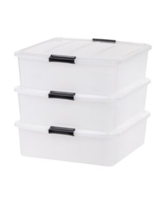 3 Pack 33qt Plastic Buckle Up Under Bed Storage Container with Lids and Durable Buckles Clear