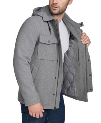 Men's Full-Zip Twill Field Jacket with Removable Hood 