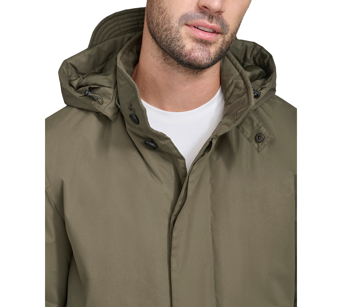 Cole Haan Men's Rain Coat With Removable Hood In Olive