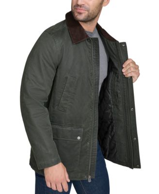 Men's Corduroy-Shirt-Collar Waxed Rain Jacket  