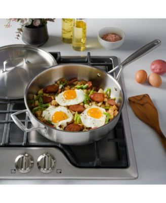 Tri-Ply Stainless Steel Professional Grade Saute Pan w/Lid, 5-Quart