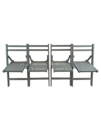 Foldable Slatted Wood Event Chair Set (4)