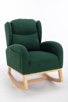 Teddy Fabric Rocking Chair With Packet Wood Legs