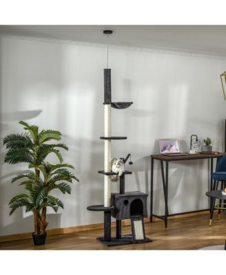 PawHut Adjustable Height Cat Tree with Multiple Activities and Scratching Posts