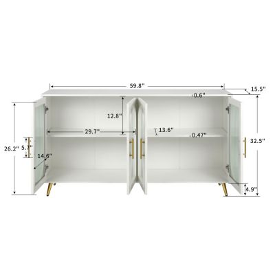 65+ Inch TV Stand with Storage, White