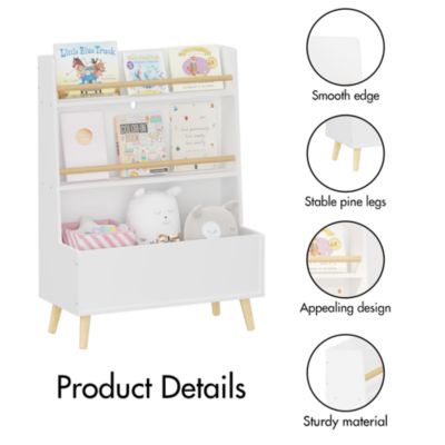 Streamdale Sturdy Kids Bookshelf w/ Storage Bin & Wall Anchor White 2-Tier