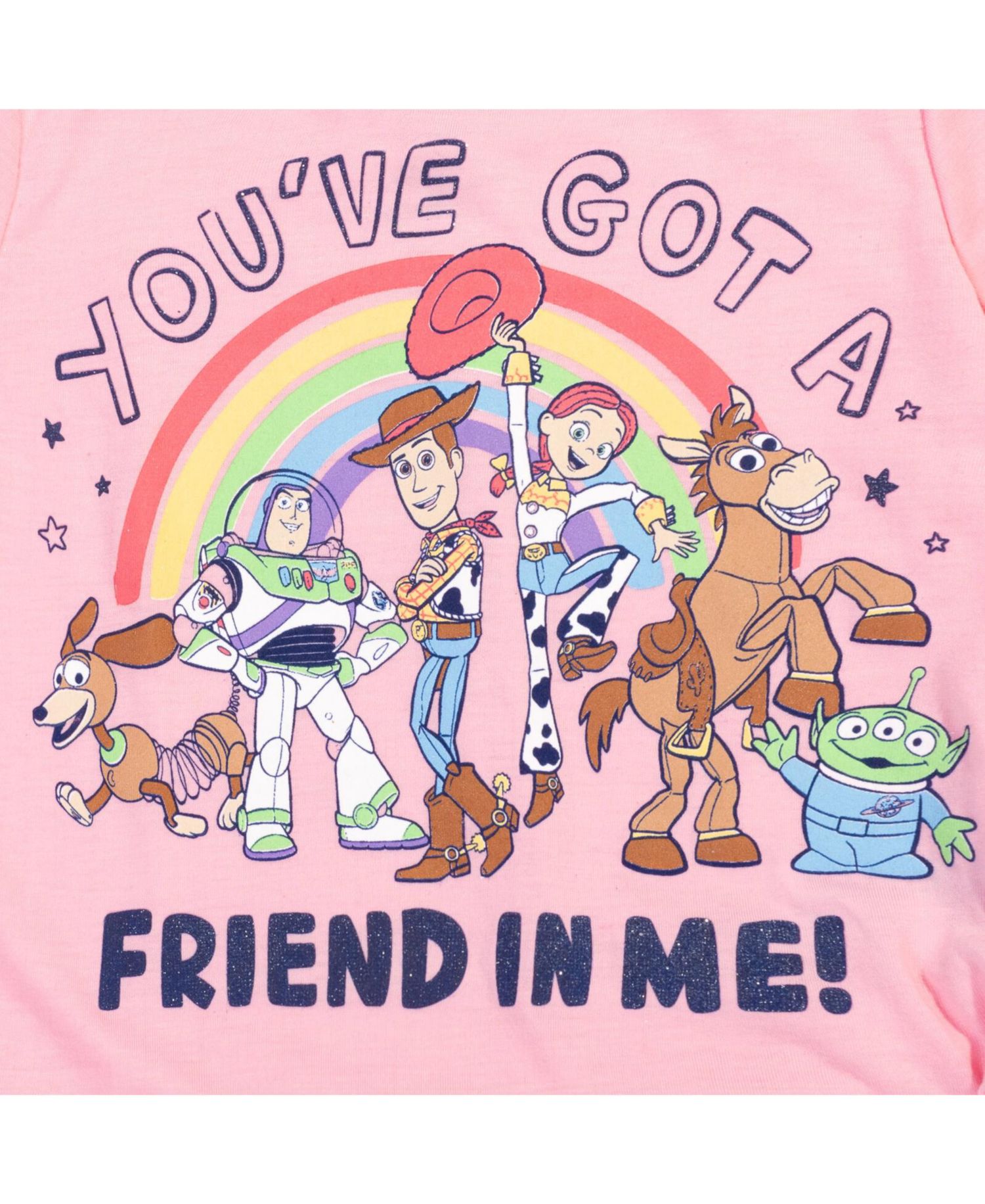 Toddler Girls (2T- 5T) Glitter Graphic Jersey Tee and Allover Print Bike Shorts Outfit