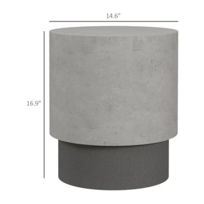 Concrete Finish Accent Table, Round Side Table,