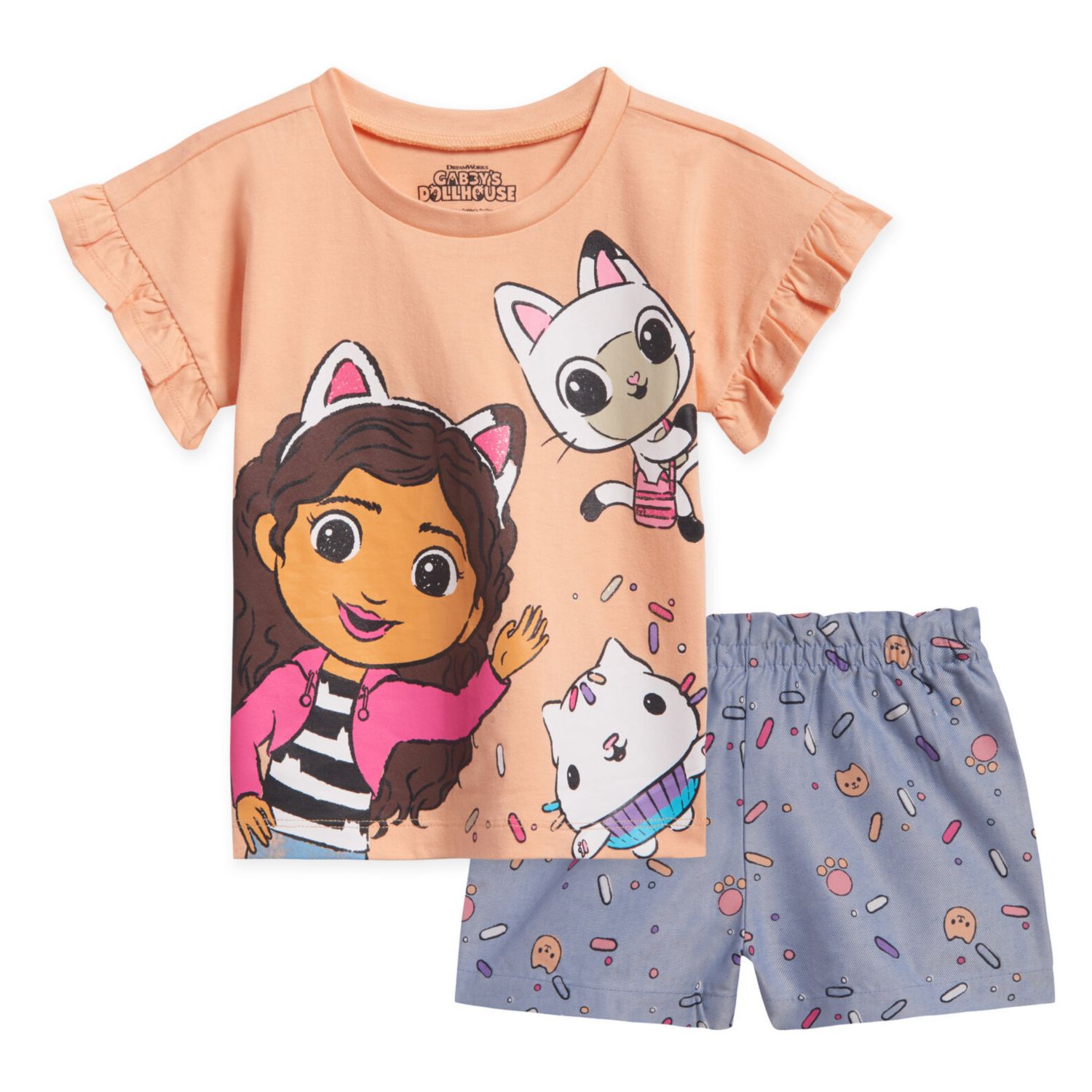 Little Girls Dreamworks T-Shirt and Chambray Shorts Outfit Set