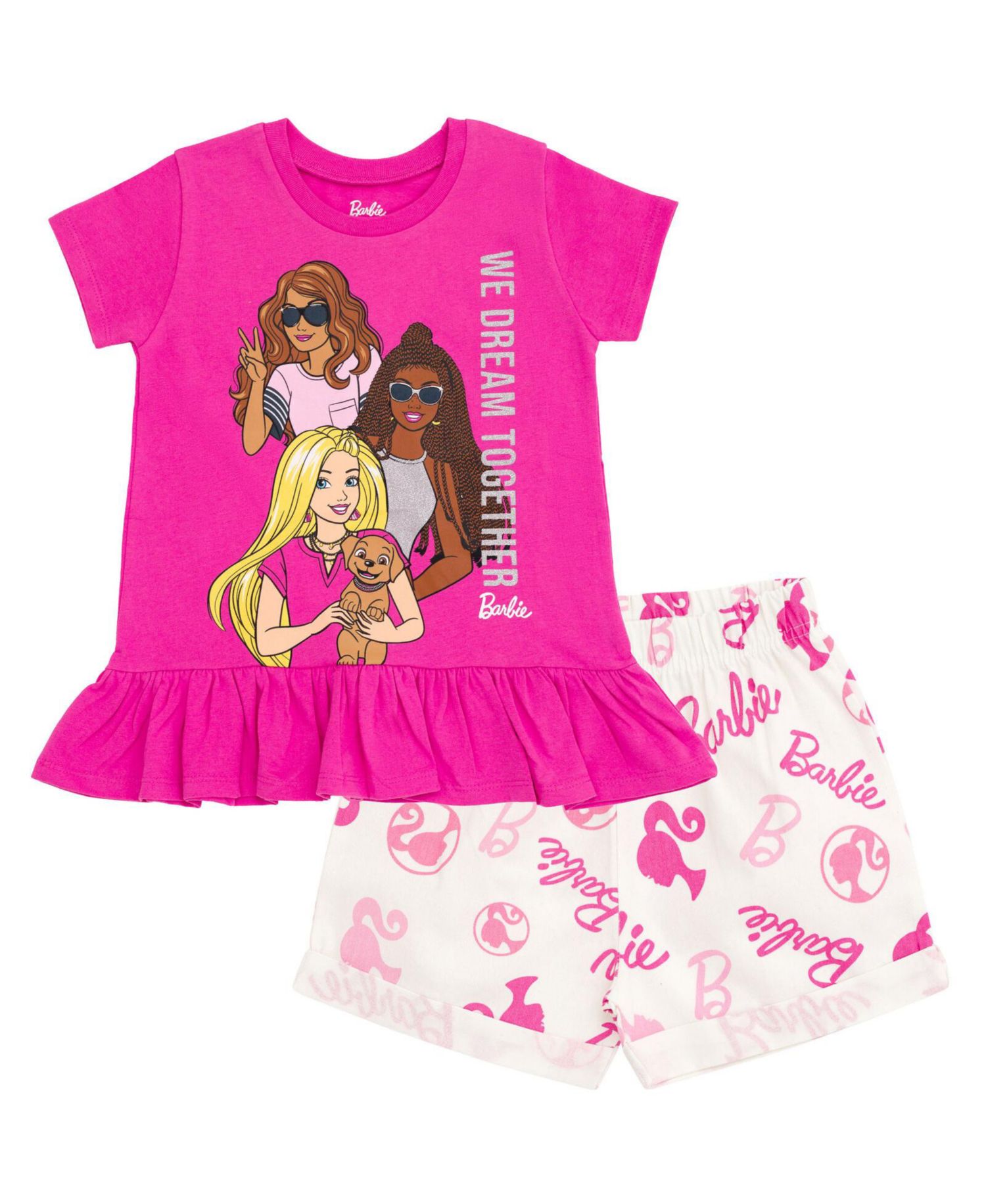 Girls Peplum T-Shirt and Shorts Outfit Set