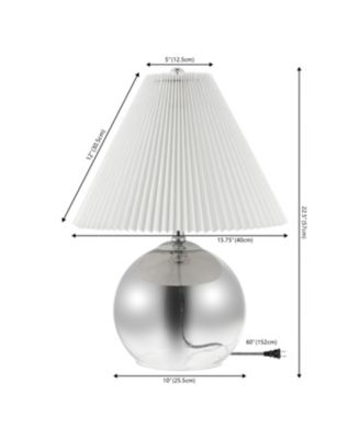 Louisa 22.5" Mid-Century Modern Round Glass/Iron Pleated Shade LED Table Lamp, Smoke Gradient/Chrome