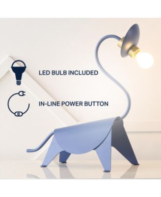 Bradley 16" Modern Industrial Iron Brachiosaurus LED Kids' Lamp, Blue