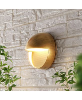 Orbe 6.25" Outdoor Metal/Glass Integrated LED Wall Sconce, Antique Gold
