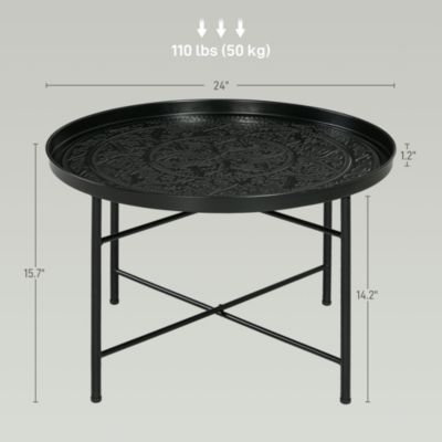 24" Round Table with Hamme Tray Top & Metal Frame,