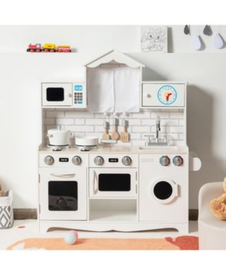Wooden Kids Kitchen with Washing Machine