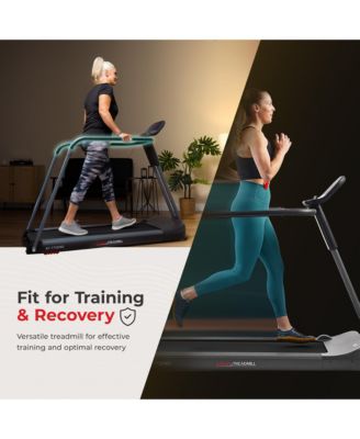 Endurance Cardio Running Walking Treadmill with Extended Safety Handrails, Low Wide Deck and SunnyFit App Bluetooth Connectivity