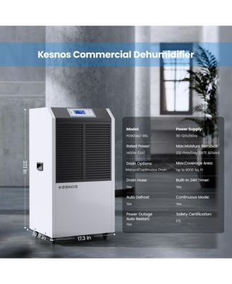 234 Pints Commercial Industrial Dehumidifier For 8000 Sq.Ft for Home Basements
