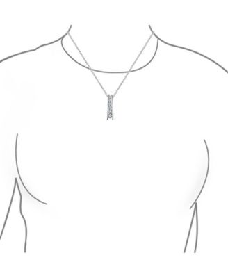 Solitaire Round Cubic Zirconia CZ Graduated Past Present Future Pendant Necklace Journey Bar Pendant Necklace Sterling Silver