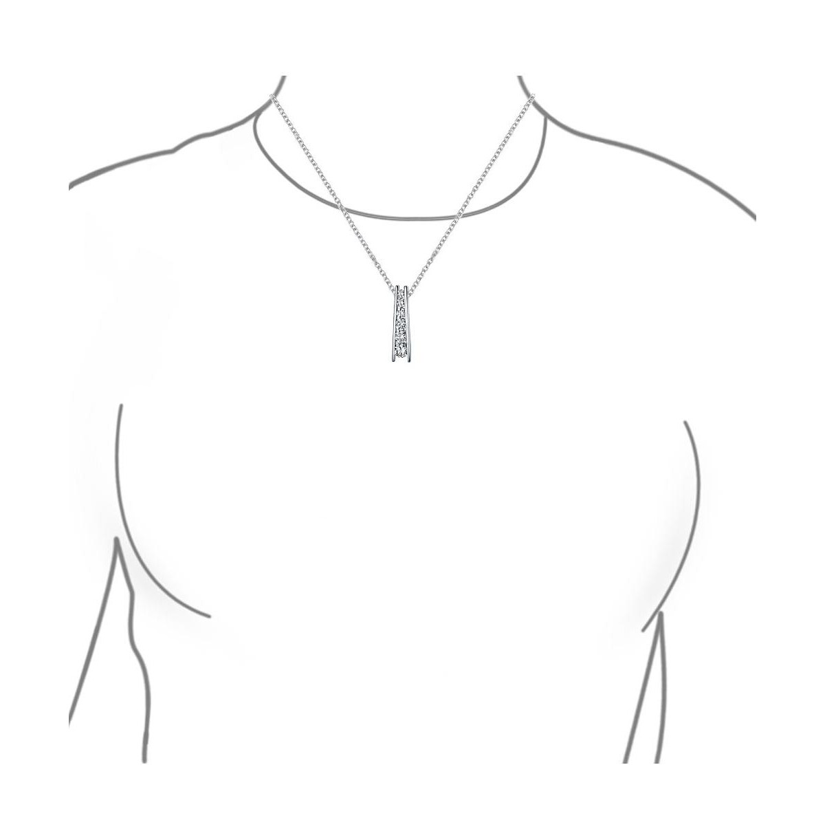 Bling Jewelry Solitaire Round Cubic Zirconia Cz Graduated Past Present Future Pendant Necklace Journey Bar Pendant Necklace For Women Sterling Silver