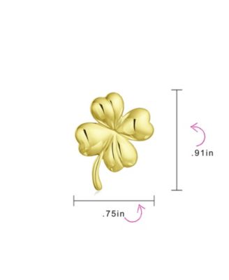 Good Luck Fortune Irish Shamrock Shape Lucky Charm Four Leaf Clover Pendant Necklace Sterling Silver