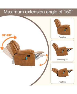Heavy Duty Faux Leather 8-Point Massage Glider Recliner with Remote Control and Side Pocket