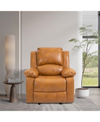 Heavy Duty Faux Leather 8-Point Massage Glider Recliner with Remote Control and Side Pocket