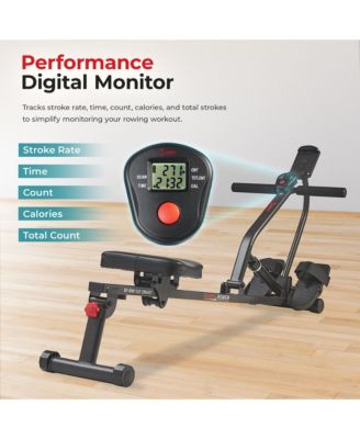 Smart Compact Hydraulic Rower &with 12 Levels Resistance and Free SunnyFit  App Via Bluetooth