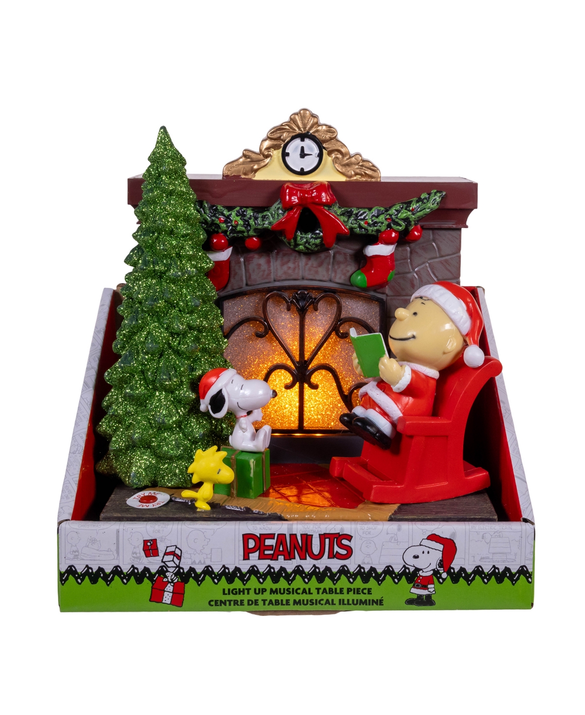 Kurt Adler Peanuts Battery-Operated Musical Fireplace Table Piece, 6 Inches