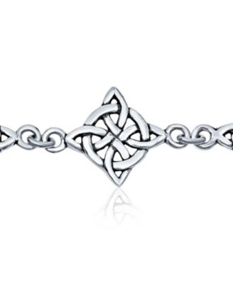 Religious Inspirational Christian Faith Irish Love Knot Celtic Triquetra Trinity Bracelet Sterling Silver Oxidized