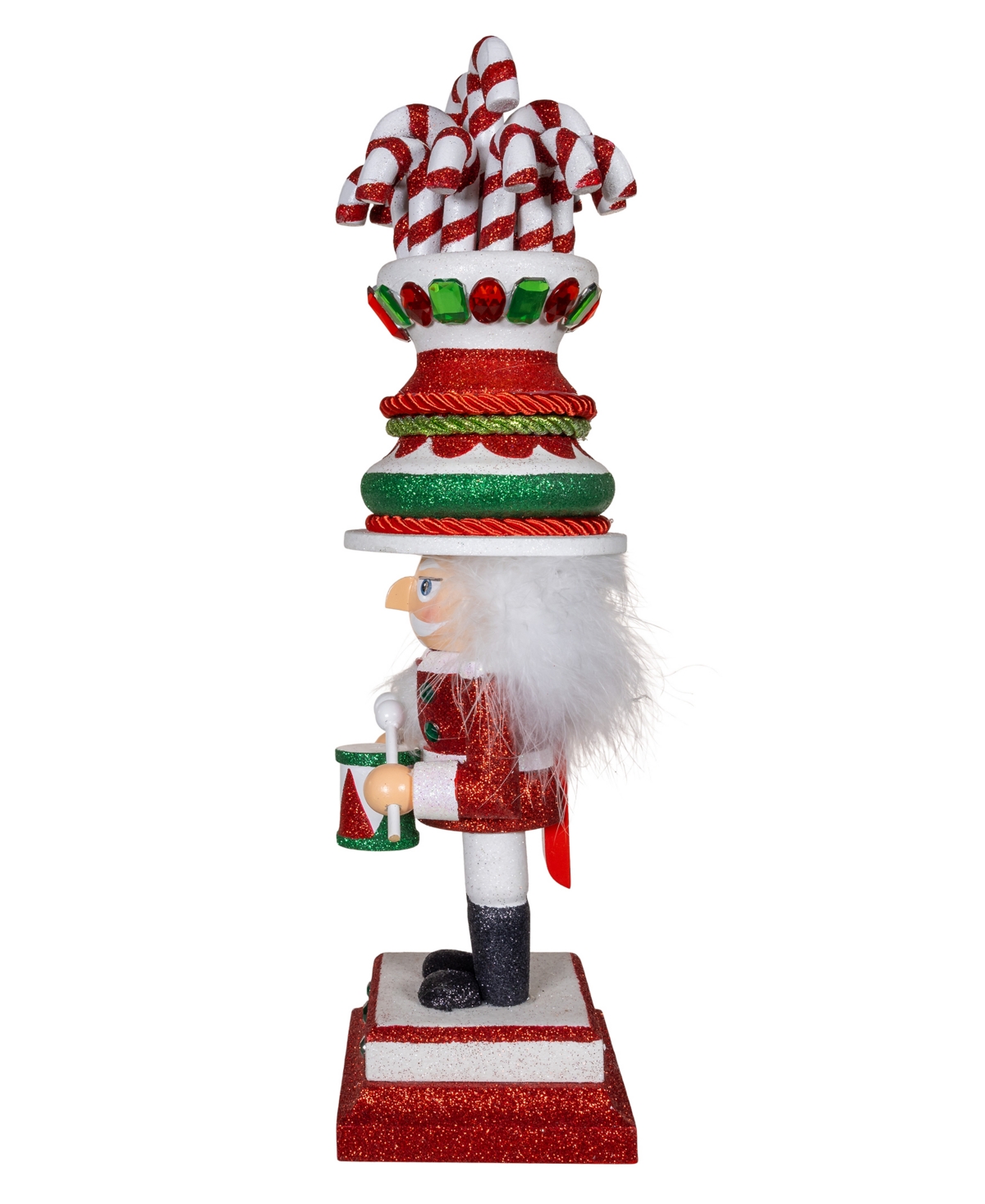Kurt Adler 16-inch Hollywood Candy Cane Hat With Drum Nutcracker In Multicolored