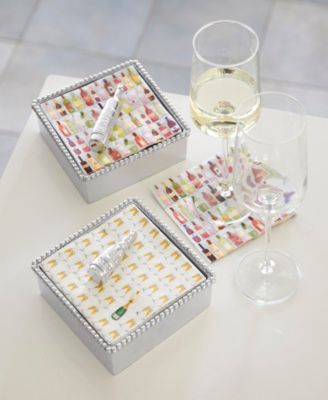 Champagne Beaded Napkin Box Set
