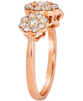 Nude Diamond Triple Cluster Flower Ring (1 ct. t.w.) in 14k Yellow Gold