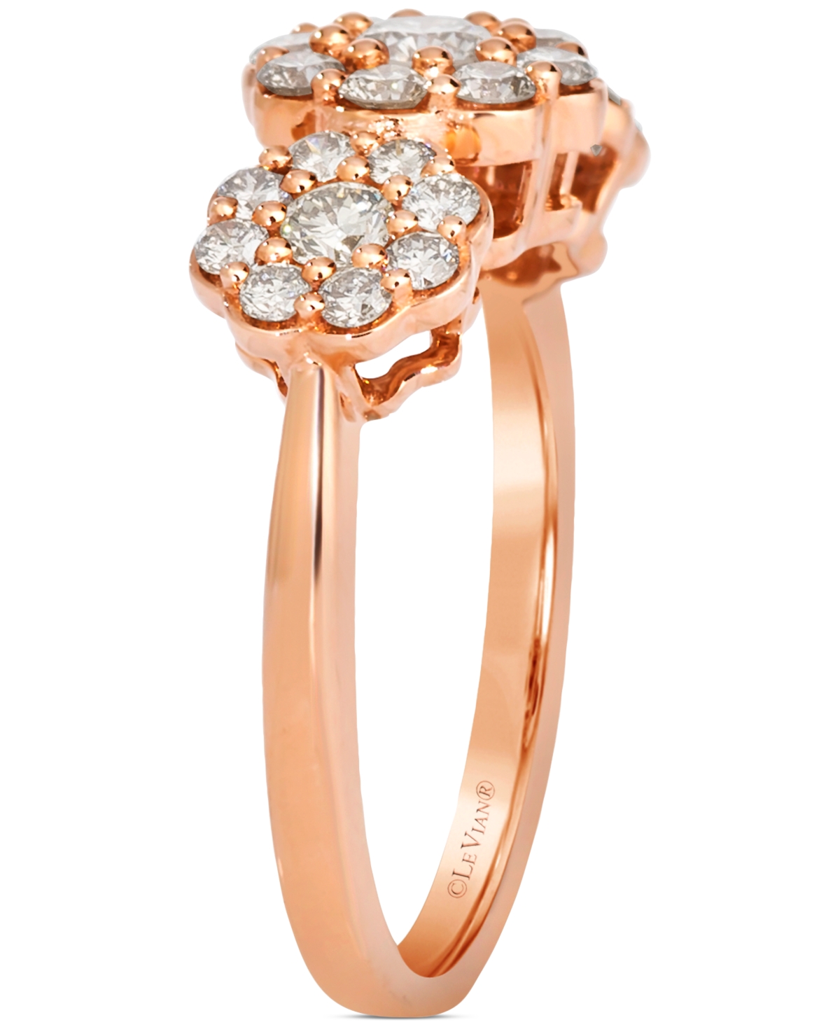 Le Vian Nude Diamond Triple Cluster Flower Ring (1 Ct. T.w.) In 14k Rose Gold In Rose Gold