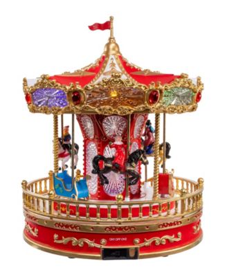 11.1-Inch Battery Operated LED Lighted Musical Santa Carousel with Motion Table Piece