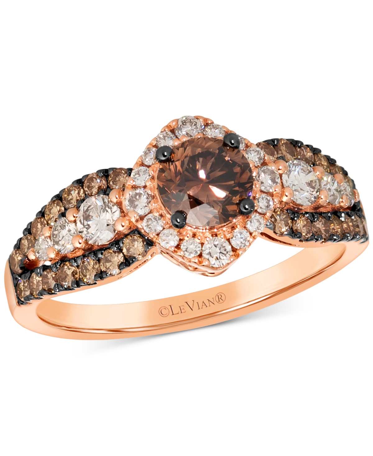 Le Vian Chocolate Diamond & Nude Diamond (1-1/2 Ct. T.w.) Halo Ring In 14k Rose Gold In Rose Gold