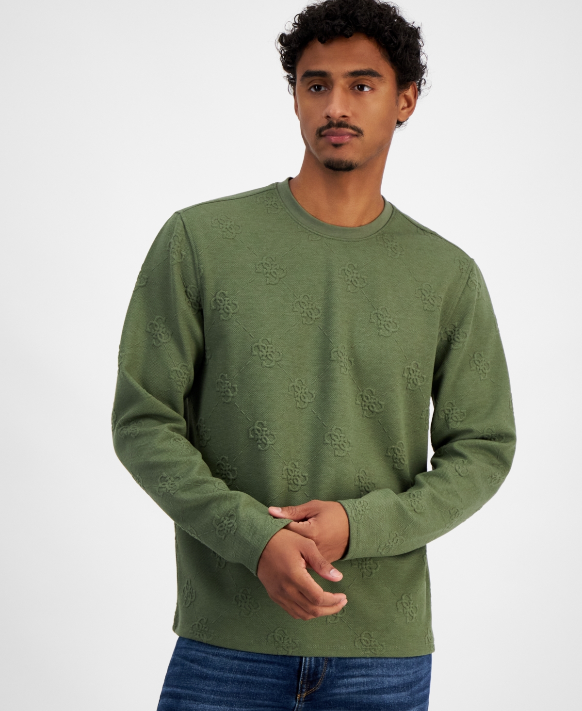 Men's Quattro Logo Knit Sweatshirt - SAFARI GREEN