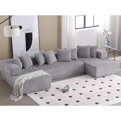  131" Modular U-Shape Striped Corduroy Sofa