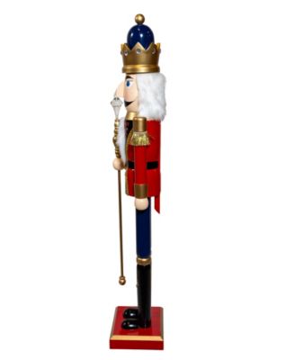 36-Inch Wooden Red and Blue King Nutcracker