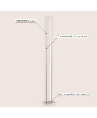 Johan 59.5" Modern Minimalist Aluminum Integrated Tower LED Floor Lamp, Nickel