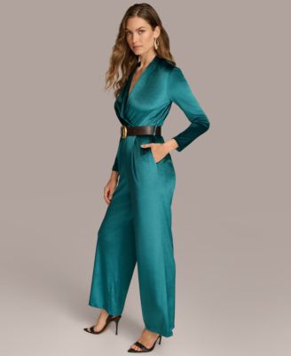 Women's Belted Velvet Jumpsuit 