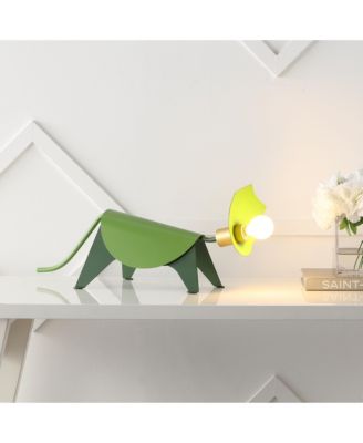 Gretchen 7.5" Modern Industrial Iron Triceratops LED Kids' Lamp, Green