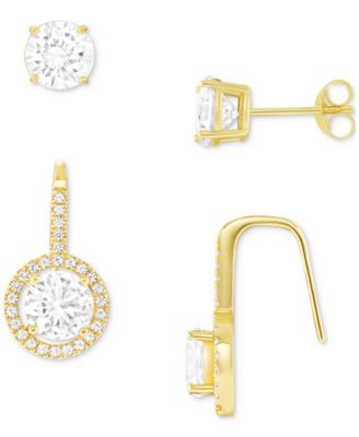Giani Bernini - 2-Pc. Set Cubic Zirconia Halo Drop & Solitaire Stud Earrings
