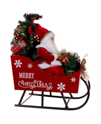 24-Inch Battery Operated Musical LED Santa in Metal Sleigh Table Piece