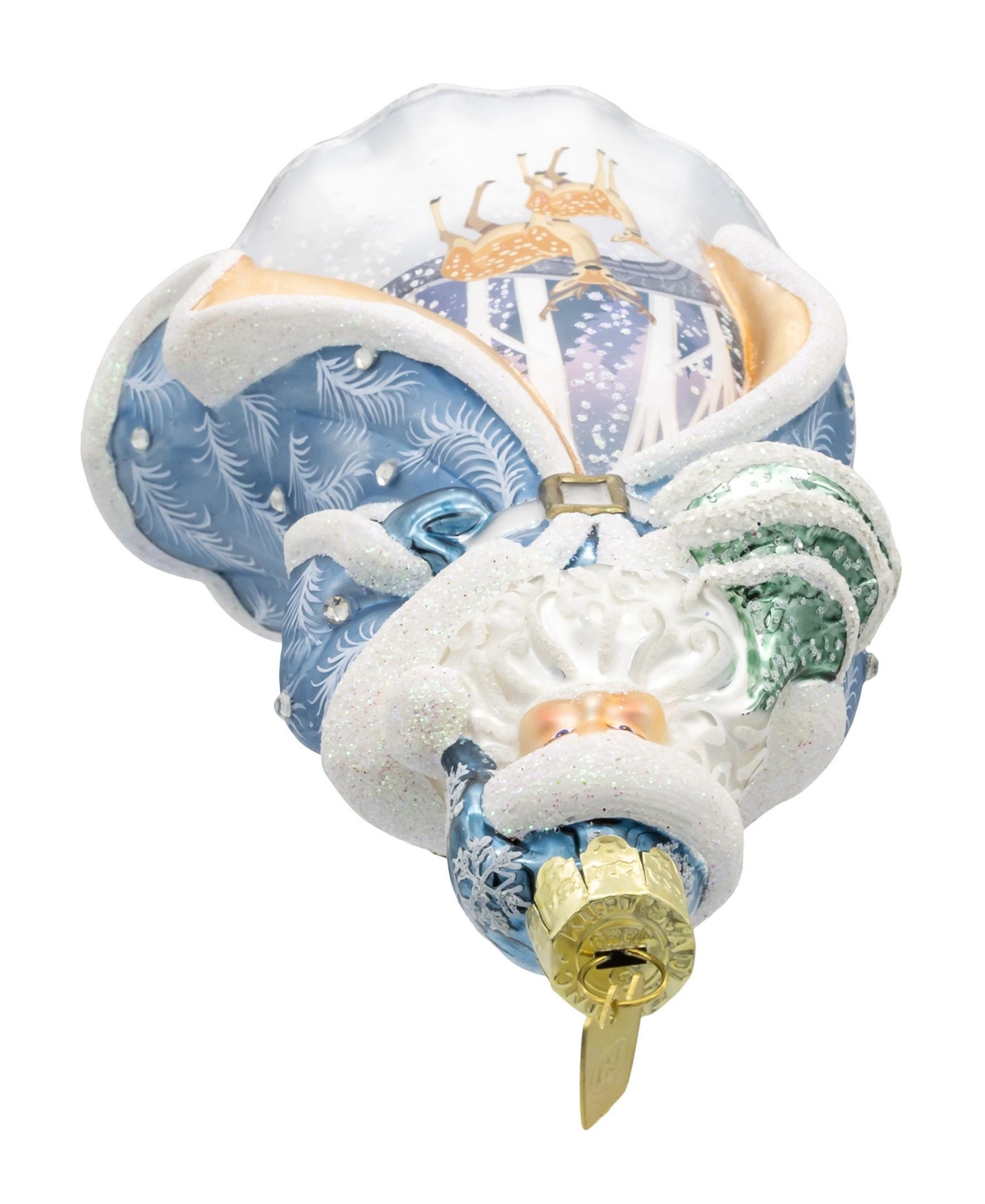 Kurt Adler Santa With Tree And Scene Ornament, 7 Inches In Blue