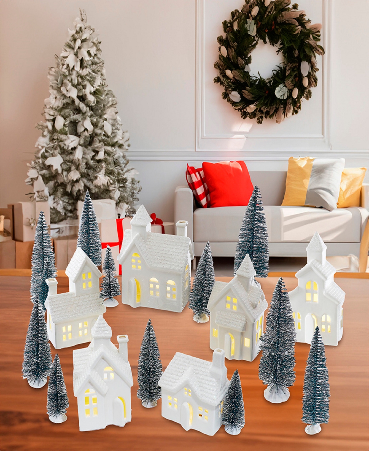 Kurt Adler Lighted Porcelain House 24-piece Set In White