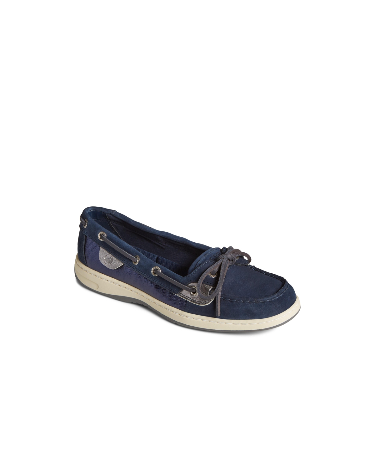 Sperry Angelfish Womens Cushioned Footbed Leather Boat Shoes In Mix Mat Navy
