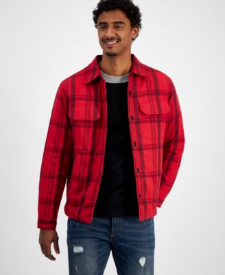 Sun + Stone - Men's Amos Long Sleeve Snap-Front Plaid Shirt Jacket