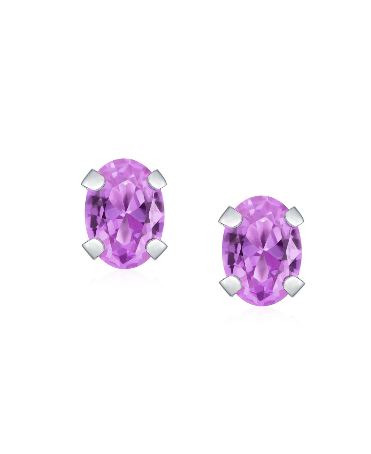 Bling Jewelry 1.6Ct Oval ShapedNatural Amethyst Stud Earrings For Women 14K White Gold - Purple