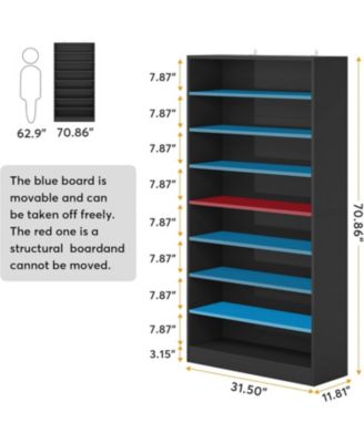 Tall Shoe Cabinet, 9 Tiers 40-45 Pairs Heavy Duty Wood Freestanding Shoe Storage Cabinet